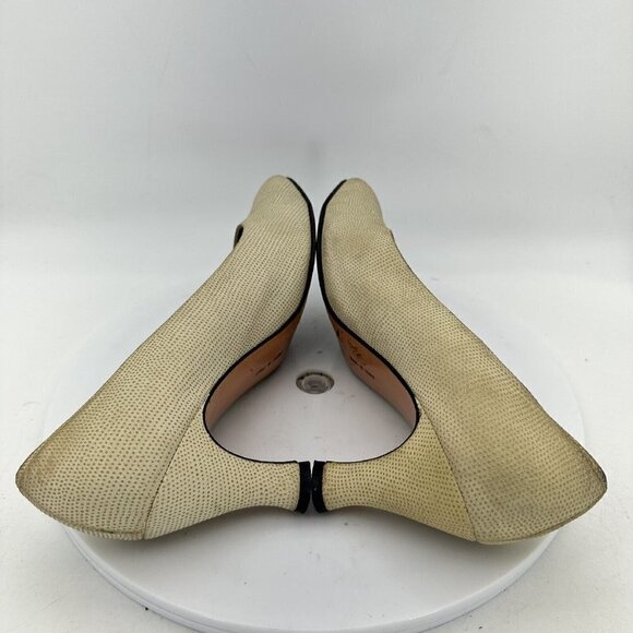 Salvatore Ferragamo Classic Pump Women Size 8 Medium Heel Shoes Cream Beige - Picture 7 of 13